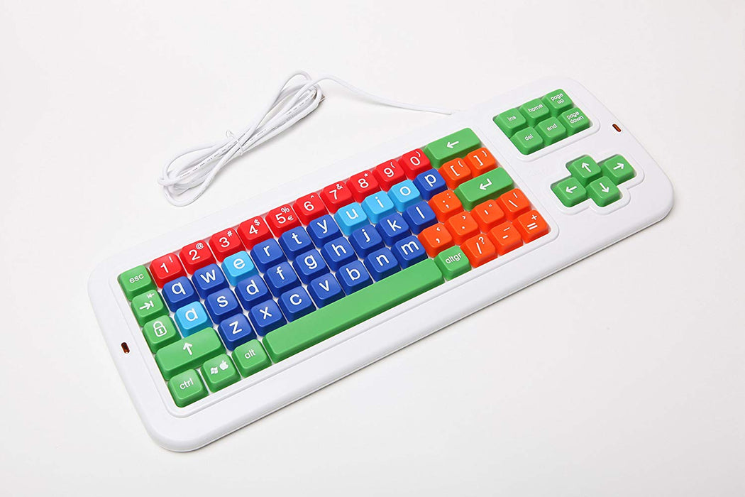Clevy Large Print Mechanical and solid spill proof Color coded Keyboard - Lowercase and Colorful Keys -102686