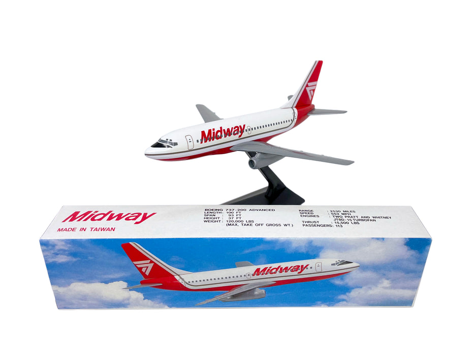 Midway (84-93) Boeing 737-200 Airplane Miniature Model Plastic Snap Fit 1:180 Part# ABO-73720F-002