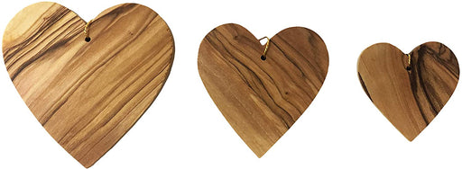 AramediA - Adorno navideño de árbol de corazón hecho a mano de madera de olivo en Tierra Santa por Artisans - Juego de 3-4" x 3" x 5" (pulgadas)