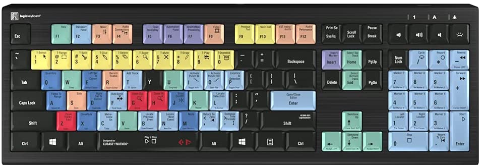 Logickeyboard Designed for Steinberg Cubase 11 & Nuendo 9 Compatible with Win 7-10 - Astra 2 Backlit Keyboard # LKB-CBASE-A2PC-US
