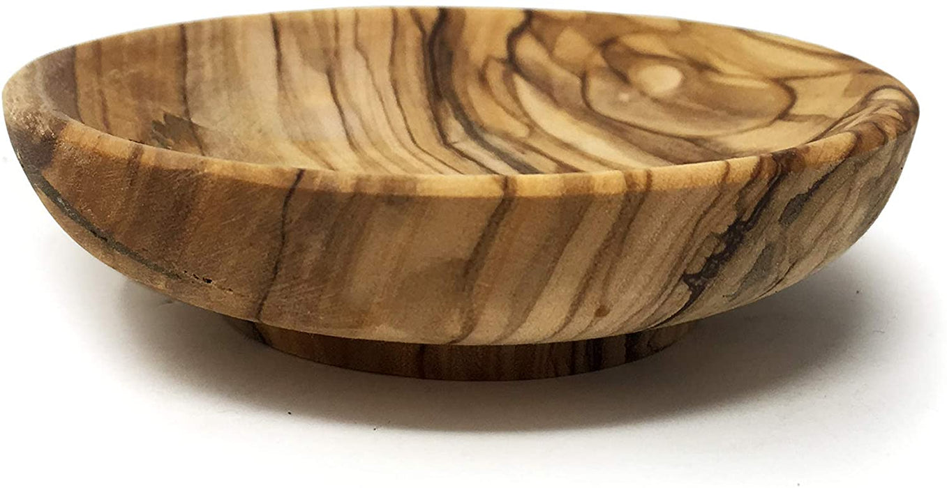 Olive Wood Handcrafted by Artisans in The Holy Land Small Round Bowl for Serving Candy, Nuts, Desserts, Fruits or Accent Decor for Any Occasion -Dimensions: 9.5 x 2 (cm)