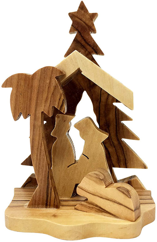 AramediA Décoration de crèche de Noël en bois d'olivier fabriquée à la main en Terre Sainte par des artisans - 2,5" x 2" x 3,5 (pouces)