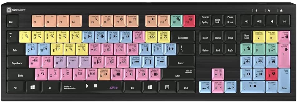 Logickeyboard Designed for Avid Pro Tools 2018 Compatible with Win 7-10 - Astra 2 Backlit Keyboard # LKB-PT-A2PC-US