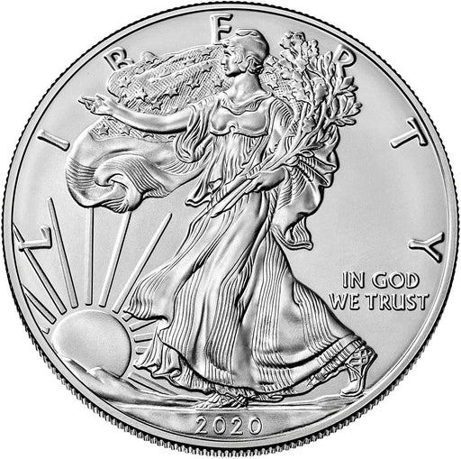 2020 1 OZ .999 Silver Eagle Dollar Coin BU, Walking Liberty, Uncirculated by US Mint - Livré avec un porte-capsule de pièce de monnaie Protection scellée