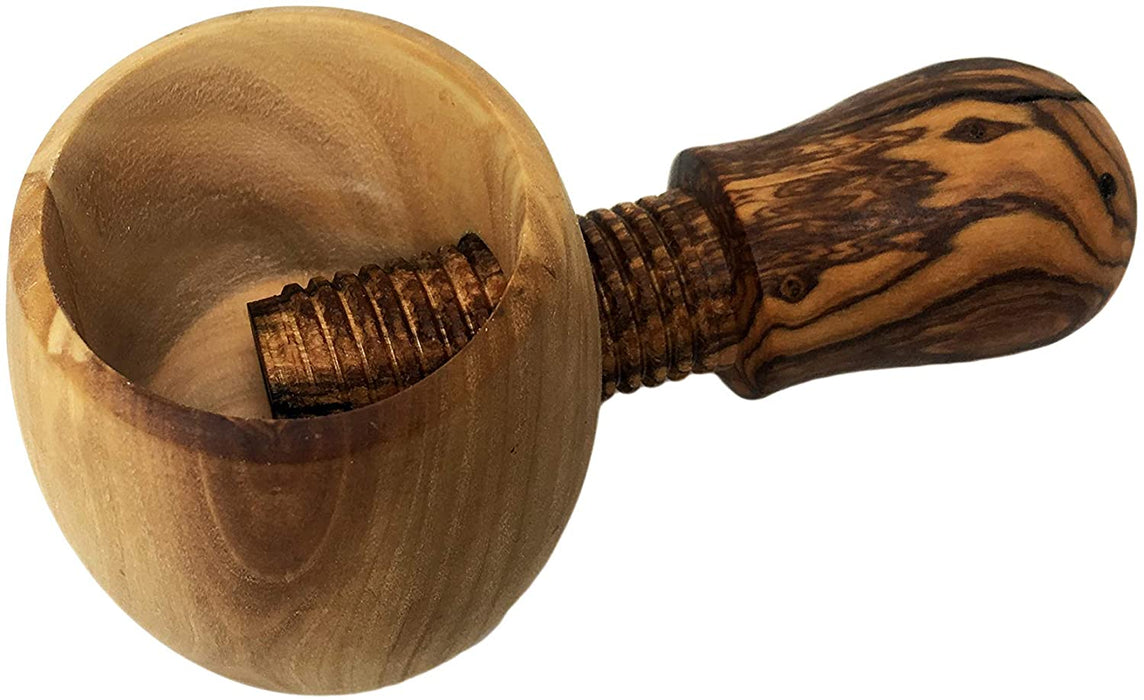 AramediA Casse-noix incurvé artisanal en bois d'olivier - (10 X 5 X 6 cm)