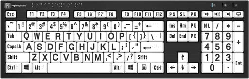 Logickeyboard Braille 6 Dot y LargePrint PC Nero Slim Line Keyboard Compatible con Windows 7-11# LKB-BRALPBW-BJPU-US