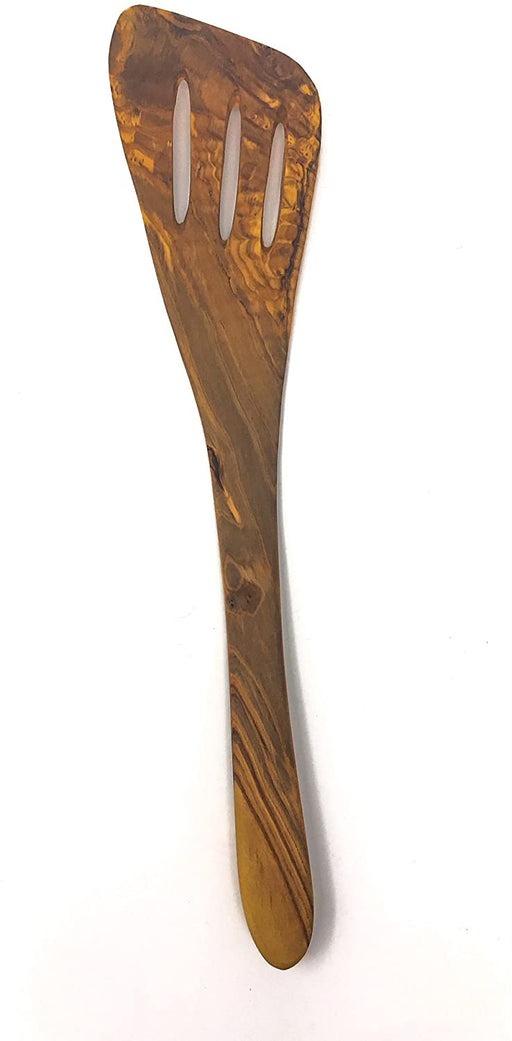 Wooden Cooking Utensil Olive Wood Spatula - Handmade and Hand Carved By Bethlehem Artisans near the birthplace of Jesus (12.5" x 2.5" x 0.3")