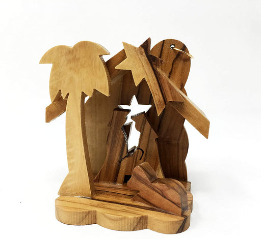 Olive Wood Handcrafted in The Holy Land by Artisans Christmas Nativity Scene Ornament