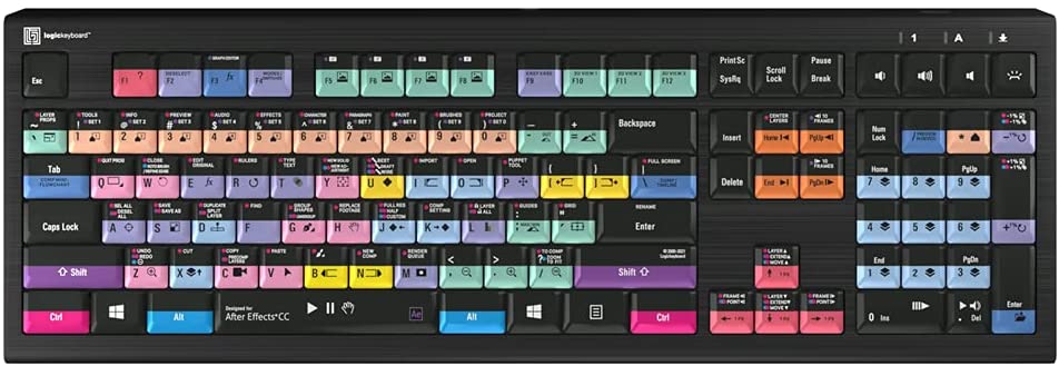 Logickeyboard Designed for Adobe After Effects CC Compatible with Win 7-10- Astra 2 Backlit Keyboard # LKB-AECC-A2PC-US