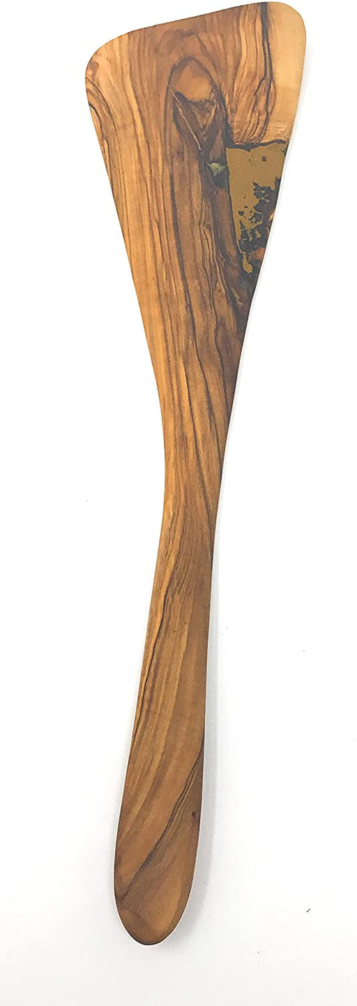 Ustensile de cuisine en bois Spatule en bois d'olivier - Fait à la main et sculpté à la main par des artisans (12,5" x 2,5" x 0,3")
