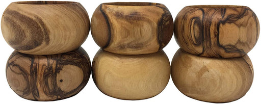 Madera de olivo hecha a mano en Tierra Santa por Artisans Servilleteros - Juego de 6 - Anillo - (1.5" pulgadas de diámetro y 1.5" pulgadas de alto)