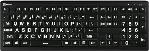 Logickeyboard letra grande blanco sobre negro compatible con Win 7-10- Astra 2 teclado retroiluminado # LKB-LPWB-A2PC-US