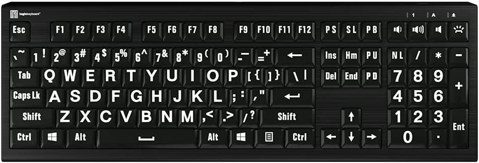 Logickeyboard Teclado retroiluminado Astra 2 en blanco sobre negro con letras AramediA