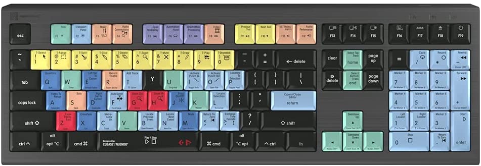Logickeyboard Designed for Steinberg Cubase 11 & Nuendo 9 Compatible with macOS - Astra 2 Backlit Keyboard # LKB-CBASE-A2M-US