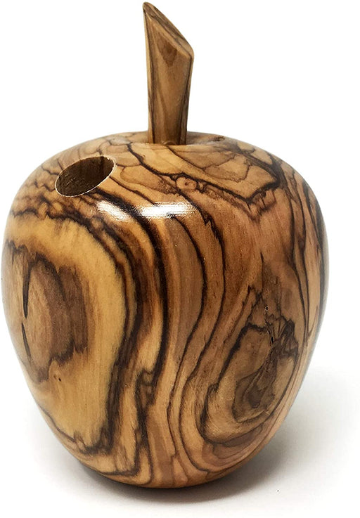 Olive Wood Handcrafted in The Holy Land by Artisans Apple Shaped Toothpick Holder.-(6 X 6 X 8 cm)