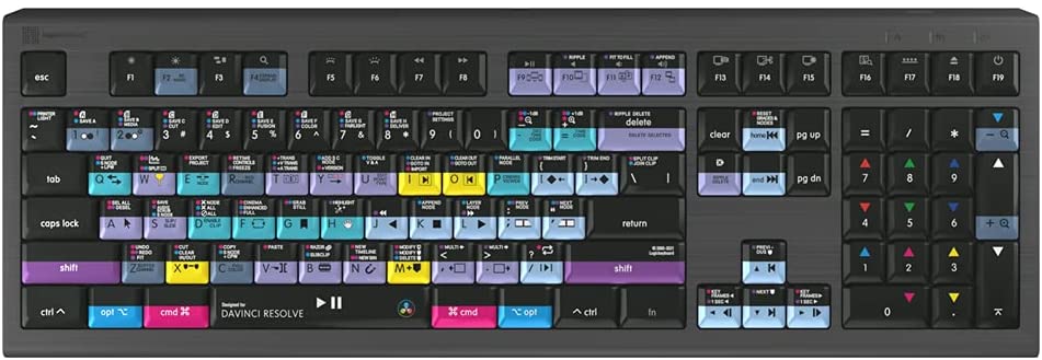 Logickeyboard Designed for Blackmagic Design Davinci Resolve 17 Compatible with macOS Astra 2 Backlit Keyboard # LKB-RESB-A2M-US