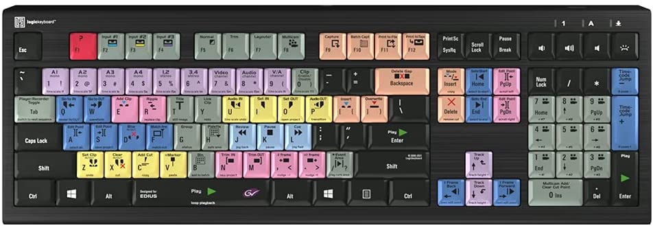 Logickeyboard Designed for Grass Valley Edius X Compatible with Win 7-10- Astra 2 Backlit Keyboard # LKB-EDIUS-A2PC-US