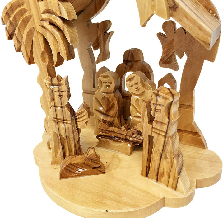 AramediA Adorno navideño de madera de olivo Belén hecho a mano en Tierra Santa por artesanos - 4" x 1.5" x 3.5" (pulgadas)