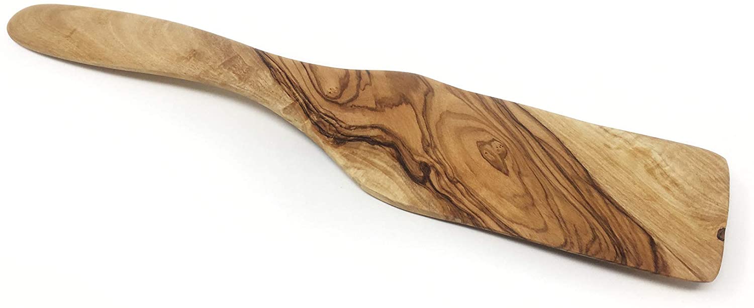 Wooden Olive Wood Handcrafted Curved Spatula server Pizza-Cake Holder