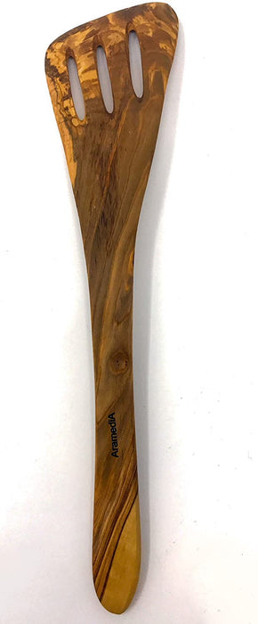 Espátula de madera de olivo para utensilios de cocina, hecha a mano y tallada a mano por artesanos de Belén cerca del lugar de nacimiento de Jesús (12,5" x 2,5" x 0,3")