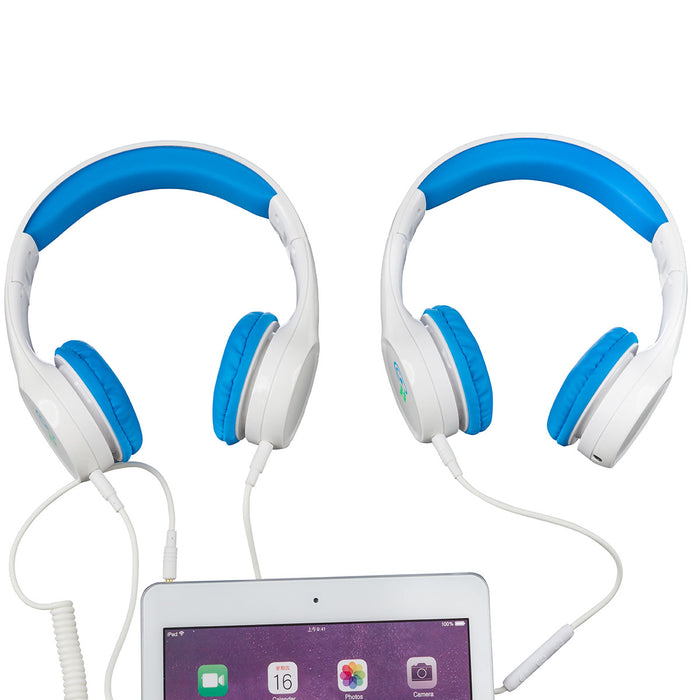 Products Clevy Kids Headphone - Hearsafe Volume Limiting Children's Headphones - Including Mic and Spiral Cable