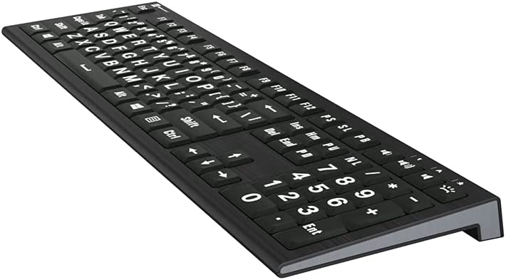 Logickeyboard Largeprint White-on-Black Compatible with Win 7-10- Astra 2 Backlit Keyboard # LKB-LPWB-A2PC-US
