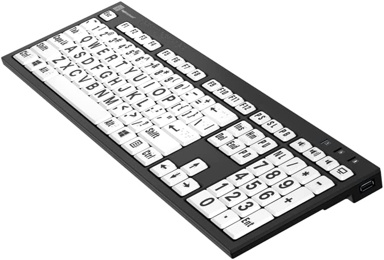 Logickeyboard Braille 6 Dot et LargePrint PC Nero Slim Line Clavier Compatible avec Windows 7-11# LKB-BRALPBW-BJPU-US