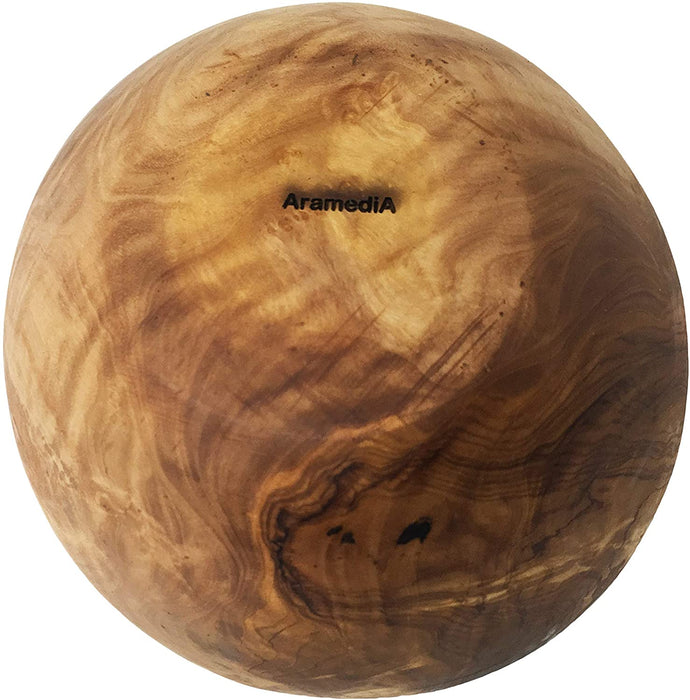 Cuenco de madera de olivo hecho a mano para frutas o ensaladas hecho a mano y tallado a mano por artesanos – Dimensiones: 20 de diámetro x 8,5 (cm) o 7,87 de diámetro x 3,34 (pulgadas); Peso: 550 gr - 1,21 libras