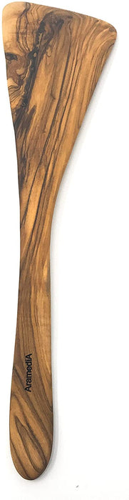 Espátula de madera de olivo para utensilios de cocina, hecha a mano y tallada a mano por artesanos (12.5" x 2.5" x 0.3")
