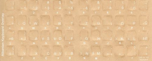 Albanian Keyboard Stickers - Labels - Overlays with White Characters for Black Computer Keyboard