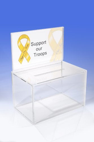 Acrylic Ballot Box Deluxe - W/ Half Page Sign Holder