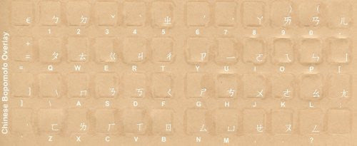 Chinese - Bopomofo Keyboard Stickers - Labels - Overlays with Blue Characters for White Computer Keyboard