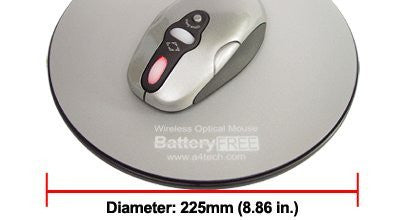 Battery Free Wireless Optical Mouse and Pad (Round) with Vertical and Horizontal Scroll