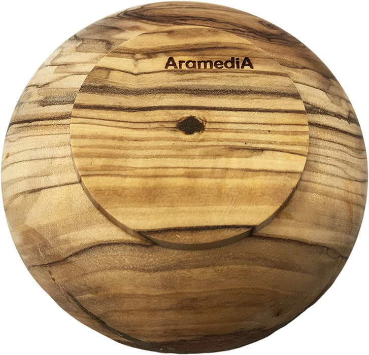 Olive Wood Handcrafted by Artisans in The Holy Land Round Bowl for Serving Candy, Nuts, Desserts, Fruits or Accent Decor for Any Occasion - Set of 2 Pieces -Dimensions: 9.5 x 2 (cm)