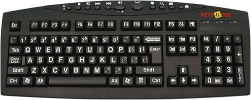 AbleNet Large Print English Black Keyboard with White Letters for the Visually Impaired