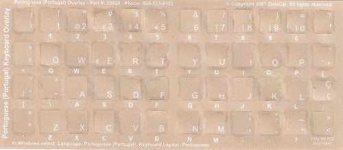 Portuguese Transparent Keyboard Stickers White