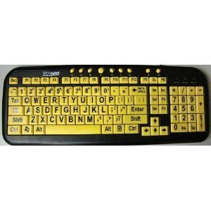 Large Print English QWERTY Keyboard - Vivid Black Letter on Yellow BackGround Wired USB Connection