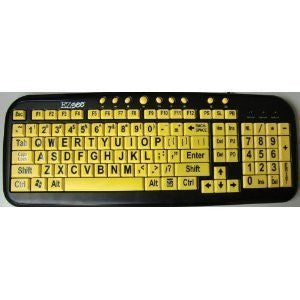 Large Print English QWERTY Keyboard - Vivid Black Letter on Yellow BackGround Wired USB Connection