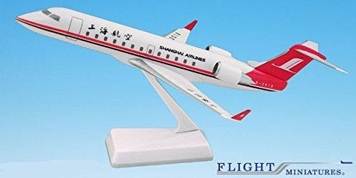 Shanghai Airlines CRJ200 Avión Miniatura Modelo Plástico Snap-Fit Escala 1:100 Parte # ACA-20000C-001