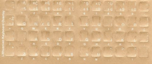 Etiquetas adhesivas para teclado lituano - Etiquetas - Superposiciones con caracteres blancos para teclado de computadora negro (material de policarbonato Lexan®, adhesivo 3M®)