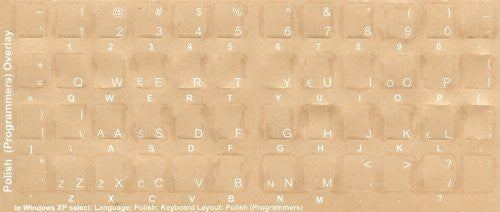 Polish Keyboard Stickers - Labels - Overlays with Blue Characters for White Computer Keyboard