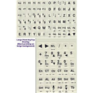 Large Print Black Letters on White / Off-White Background Keyboard Stickers Labels Stick-On for LowLight or Weak Vision