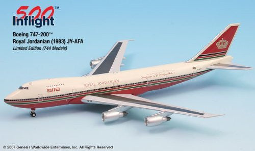 ALIA Red Schemed JY-AFA 747-200 Modelo de avión en miniatura fundido a presión 1:500 Parte # A015-IF5742006