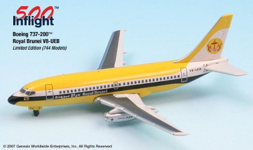 Royal Brunei V8-UEB 737-200 Modelo de avión en miniatura Metal fundido a presión 1:500 Parte # A015-IF5732006