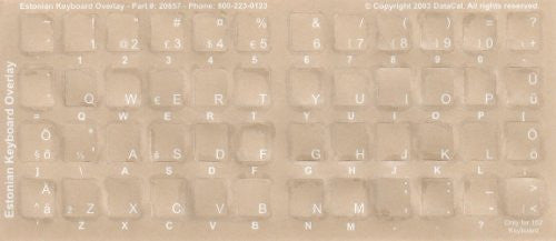 Estonian Keyboard Stickers - Labels - Overlays with White Characters for Black Computer Keyboard