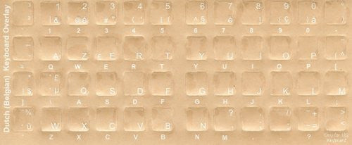 Dutch Keyboard Stickers - Labels - Overlays with White Characters for Black Computer Keyboard