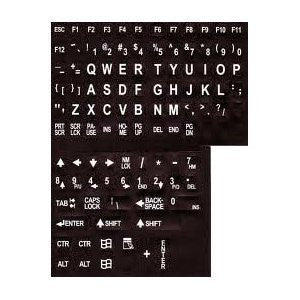 Alphanumeric Replacement Keyboard Labels - white letters on black background