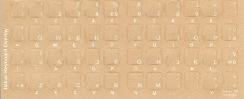 Pegatinas de teclado italiano - Etiquetas - Superposiciones con caracteres blancos para teclado de computadora negro