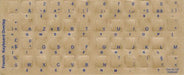 Keyboard Stickers, Overlays, Labels: Transparent French Blue Characters for Light Keyboards