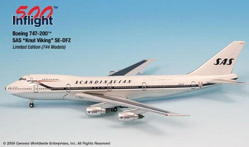 SAS "Knut Viking" SE-DFZ 747-200 Modelo de avión en miniatura Metal fundido a presión 1:500 Parte # A015-IF5742003